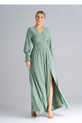 Midi Kleid Damen grün violett elegant Alltag