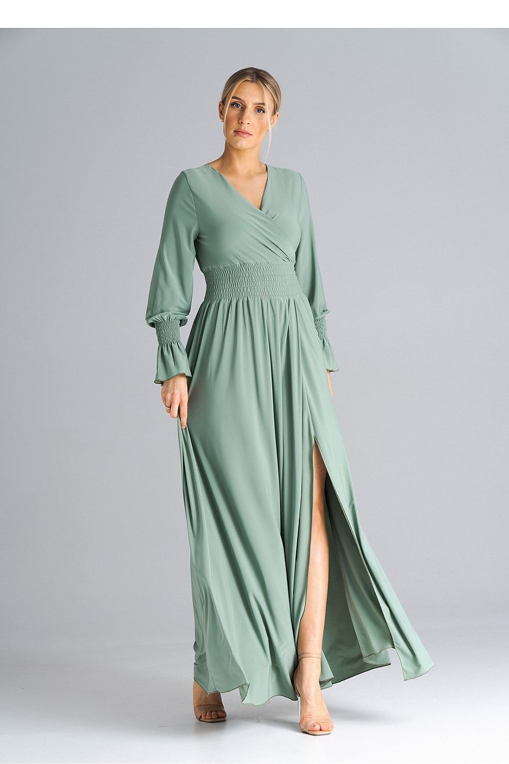 Midi Kleid Damen grün violett elegant Alltag