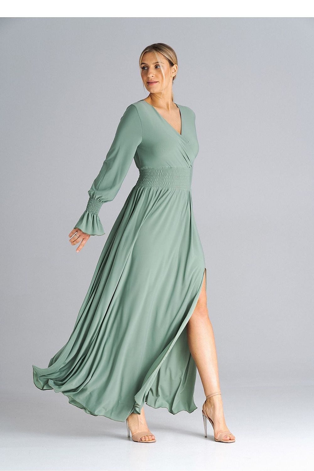 Midi Kleid Damen grün violett elegant Alltag