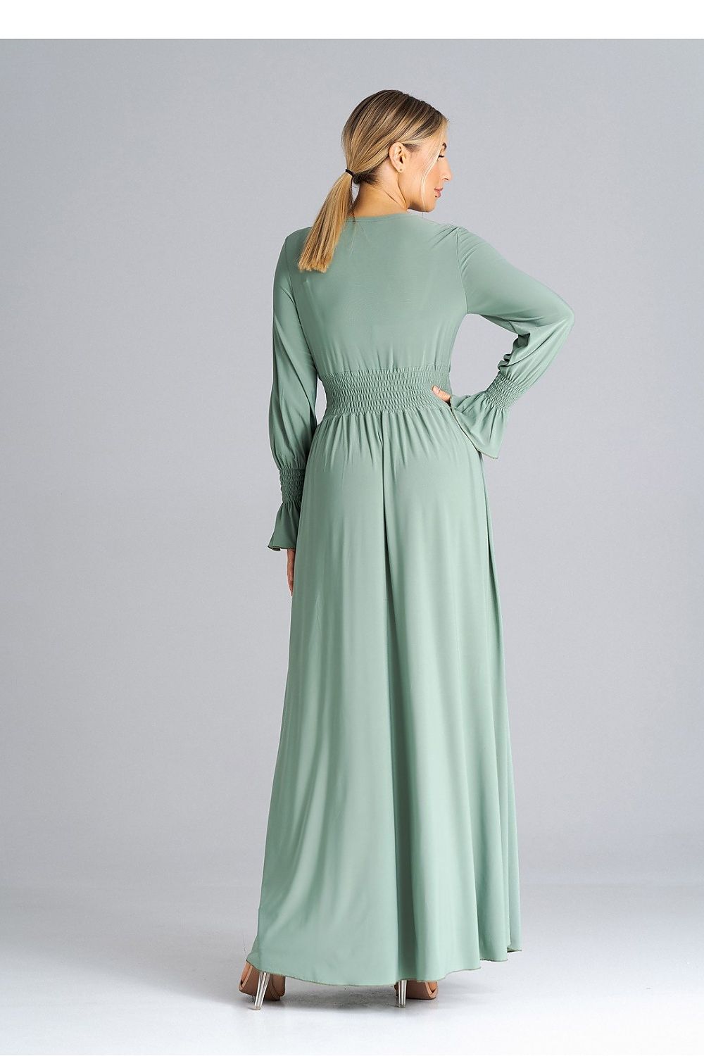 Midi Kleid Damen grün violett elegant Alltag