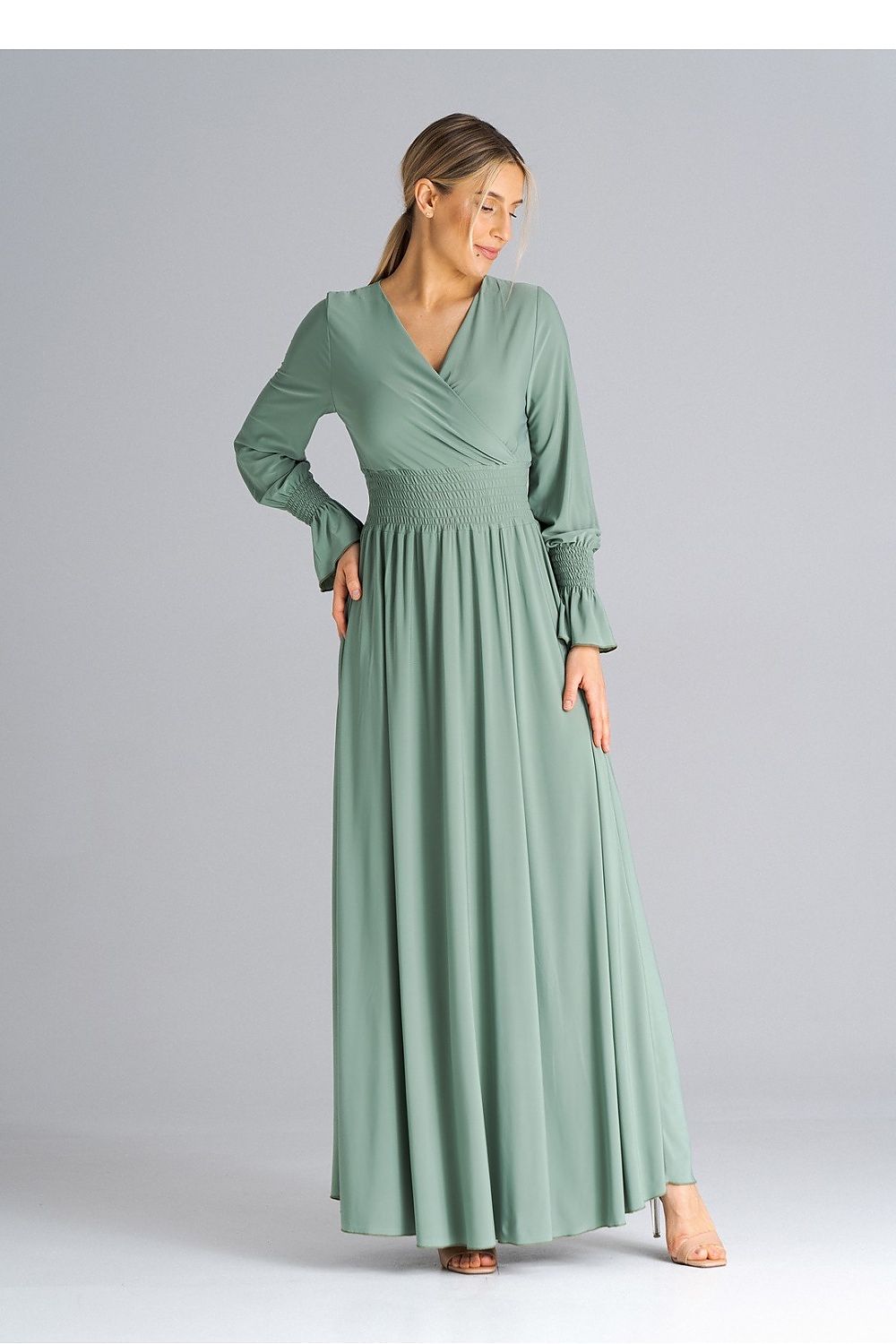 Midi Kleid Damen grün violett elegant Alltag