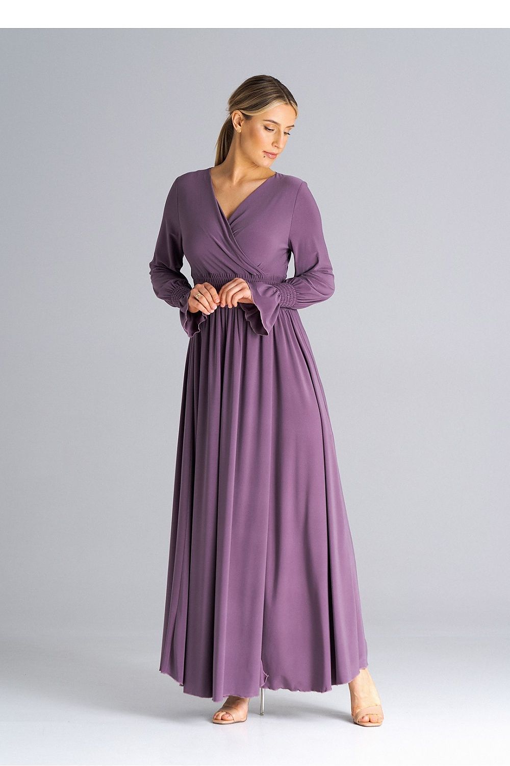 Midi Kleid Damen grün violett elegant Alltag