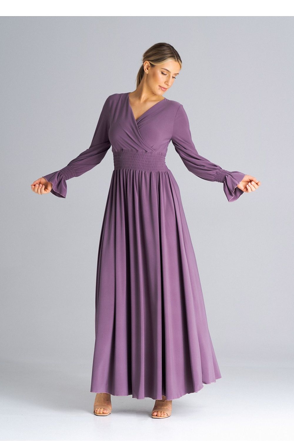 Midi Kleid Damen grün violett elegant Alltag