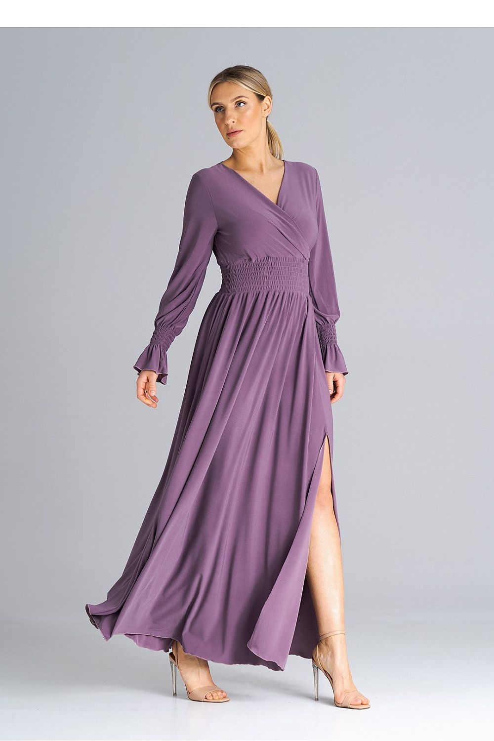 Midi Kleid Damen grün violett elegant Alltag