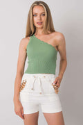 One-Shoulder Crop Top Damen Gerippt – 5 Farben Einheitsgröße