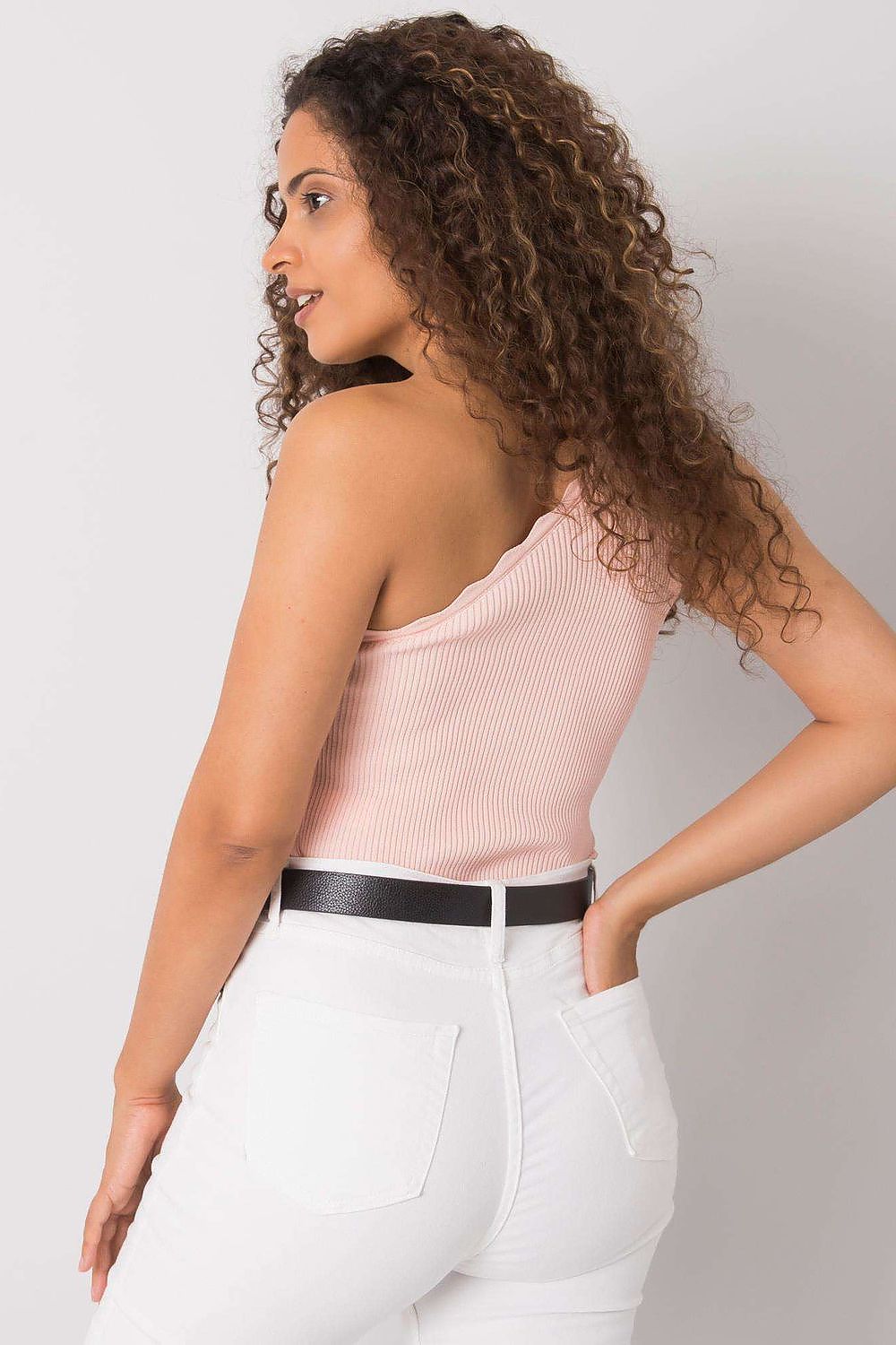 One-Shoulder Crop Top Damen Gerippt – 5 Farben Einheitsgröße