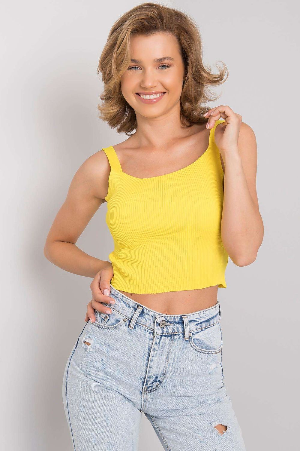 Ripp Crop Top Damen Enganliegend – Gelb Rosa Schwarz