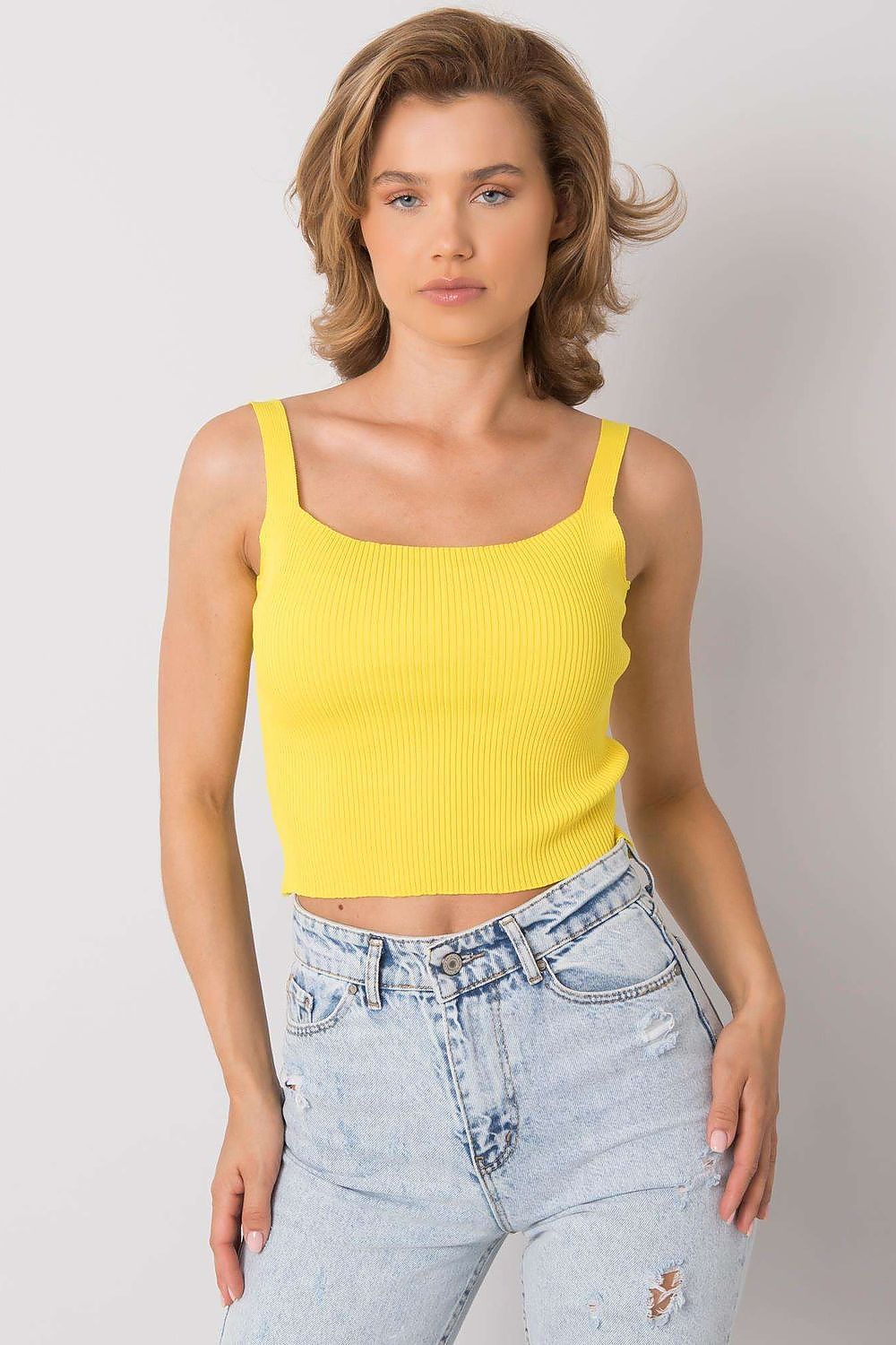 Ripp Crop Top Damen Enganliegend – Gelb Rosa Schwarz