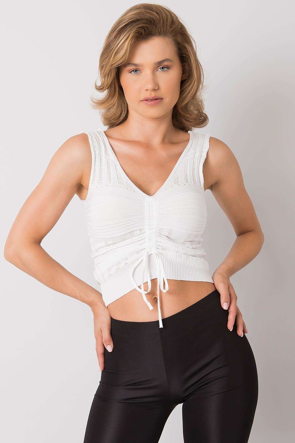 Strick Ripp Top Damen – Rosa Braun Weiß Einheitsgröße