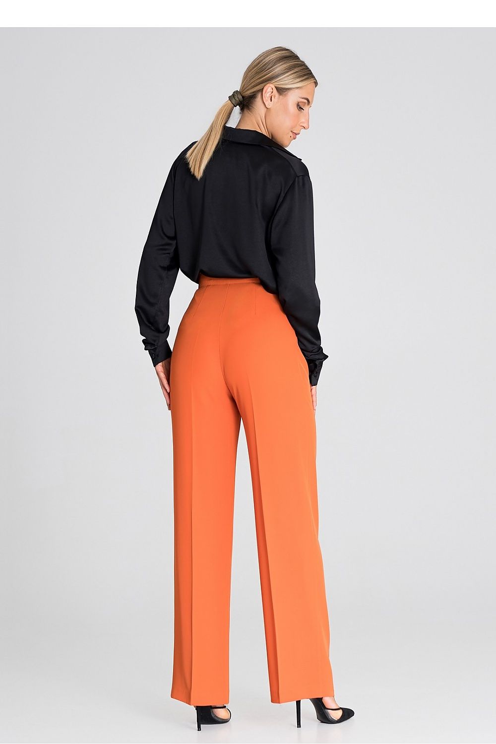 Hose Damen lang elegant orange schwarz
