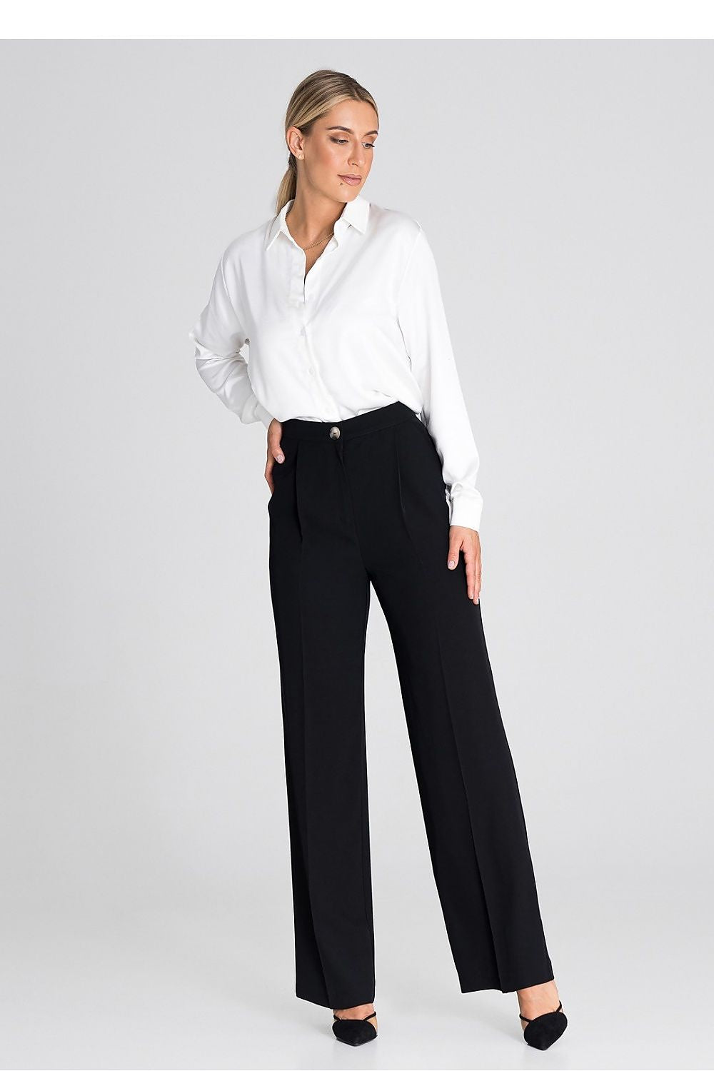 Hose Damen lang elegant orange schwarz