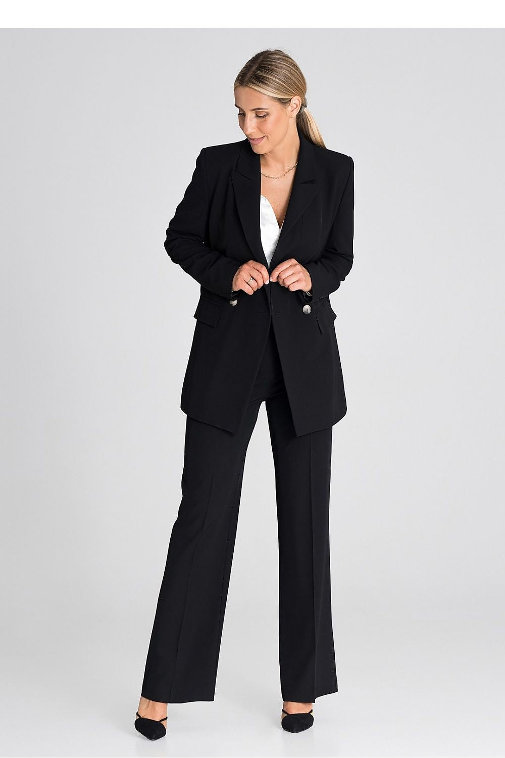 Hose Damen lang elegant orange schwarz