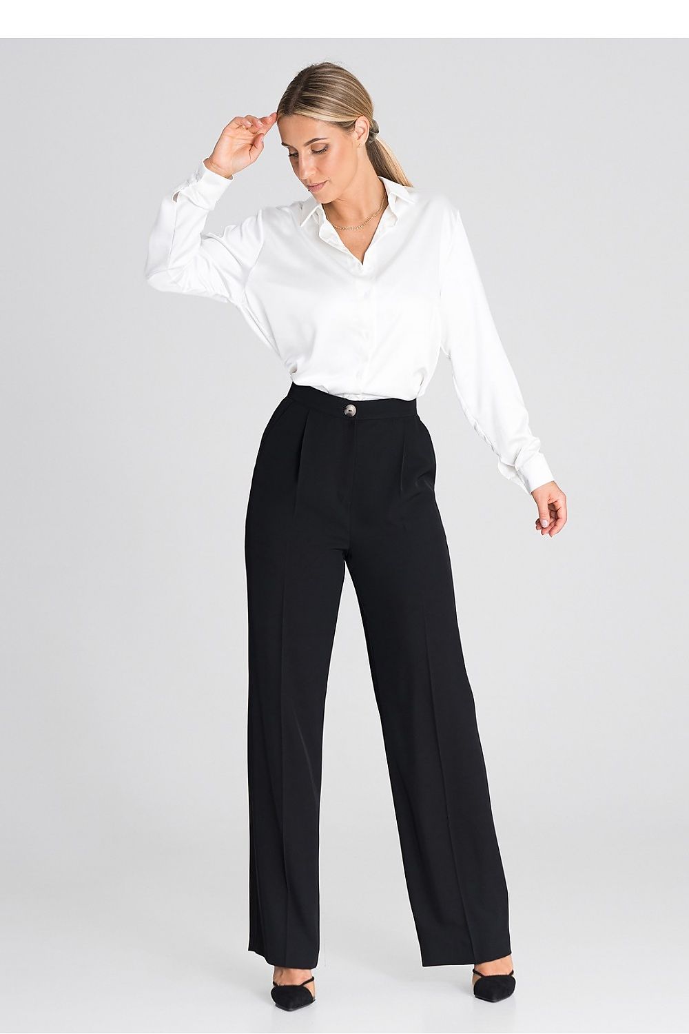 Hose Damen lang elegant orange schwarz