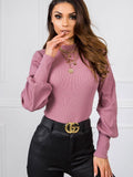 Bluse Langarm Rippstoff - Baumwolle Bündchen
