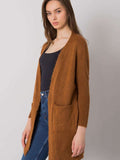 Damen Cardigan Braun Langarm - Langer Strickcardigan ohne Verschluss