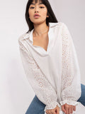 Bluse Langarm Lochmuster - Elegante Viskose Bluse